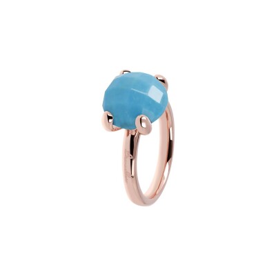 Bague Bronzallure Felicia en métal doré rose à l'or fin 18 carats et turquoise, taille 50