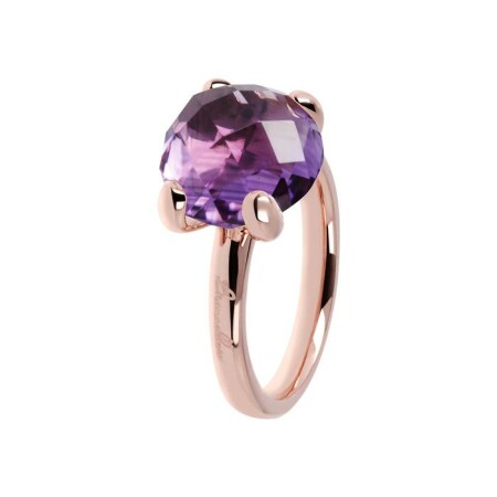 Bague Bronzallure Felicia Cocktail en métal doré rose à l'or fin 18 carats et améthyste