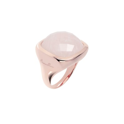 Bague Bronzallure Alba en métal doré rose à l'or fin 18 carats et quartz rose, taille 54