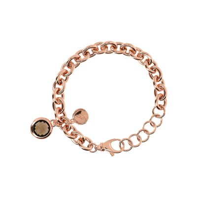 Bracelet Bronzallure Felicia en métal doré rose à l'or fin 18 carats et quartz
