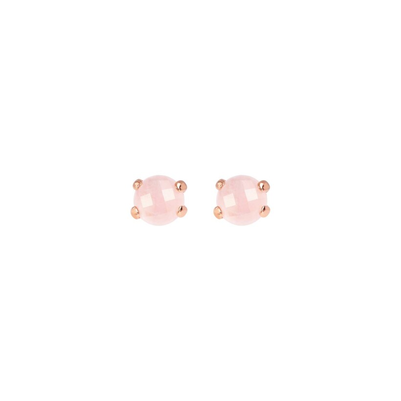 Boucles d'oreilles Bronzallure Felicia en plaqué or rose et quartz rose