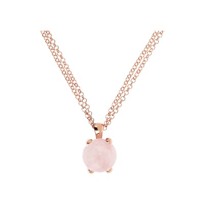 Collier Bronzallure Felicia en métal doré rose à l'or fin 18 carats et quartz rose