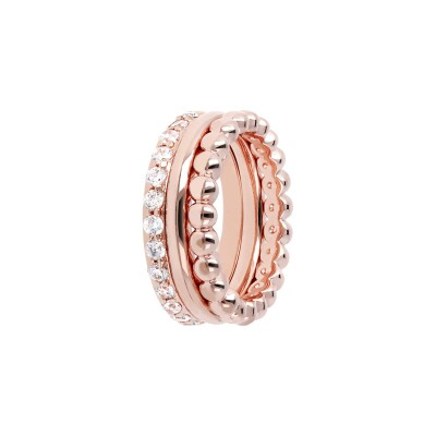 Bague Bronzallure Miss en métal doré rose à l'or fin 18 carats et oxydes de zirconium, taille 54