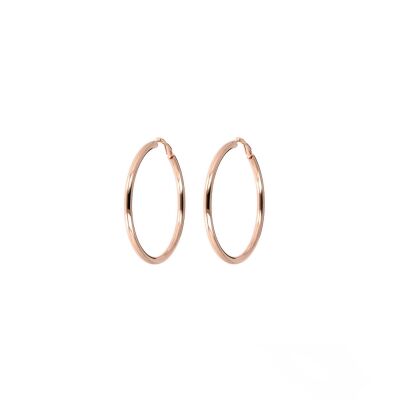Boucles d'oreilles créoles Bronzallure large anneau en métal doré rose à l'or fin 18 carats