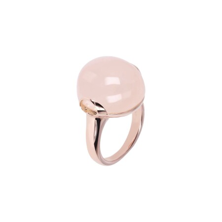 Bague Bronzallure Alba en métal doré rose à l'or fin 18 carats et quartz rose, taille 56