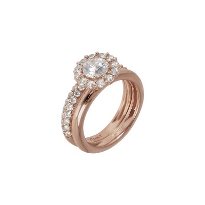 Bague Bronzallure Altissima en métal doré rose à l'or fin 18 carats, taille 54