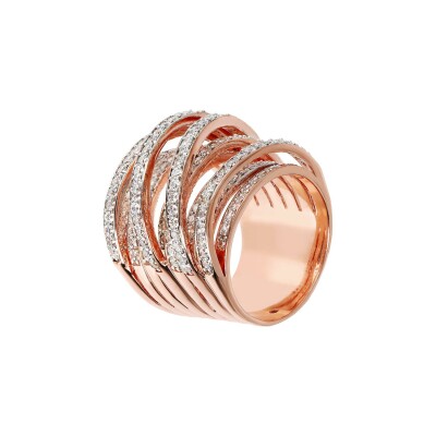 Bague Bronzallure Altissima en métal doré rose à l'or fin 18 carats et oxydes de zirconium, taille 56