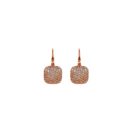 Boucles d'oreilles Bronzallure Altissima en métal doré rose à l'or fin 18 carats et zircons