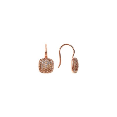 Boucles d'oreilles Bronzallure Altissima en métal doré rose à l'or fin 18 carats et zircons