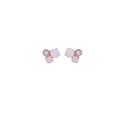 Boucles d'oreilles Bronzallure Preziosa en métal doré rose à l'or fin 18 carats, quartz et zircon