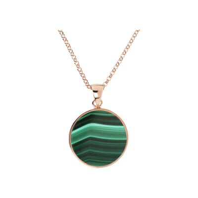 Collier Bronzallure Alba en métal doré rose à l'or fin 18 carats et malachite