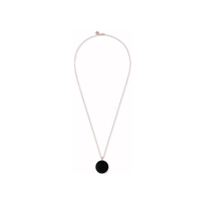 Collier Bronzallure Alba en métal doré rose à l'or fin 18 carats et onyx