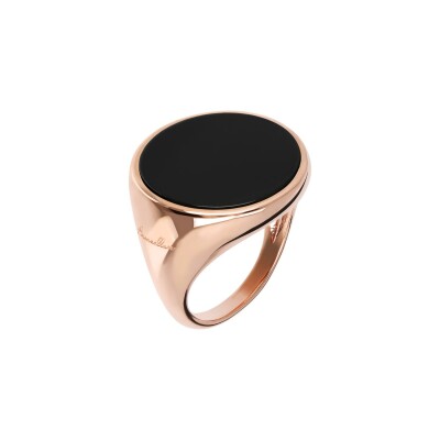 Bague Bronzallure Alba en métal doré rose à l'or fin 18 carats et onyx, taille 52