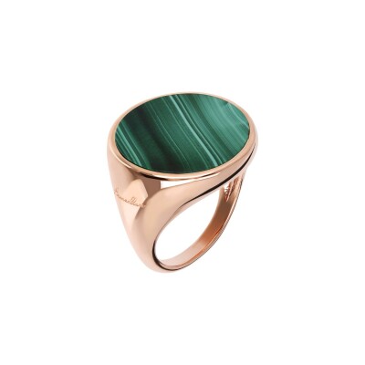 Bague Bronzallure Alba en métal doré rose à l'or fin 18 carats et malachite, taille 54