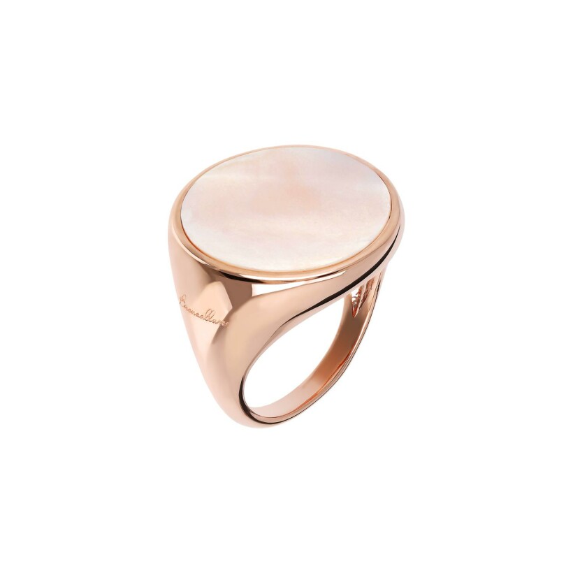 Bague Bronzallure Alba en métal doré rose à l'or fin 18 carats et pierre naturelle, taille 56