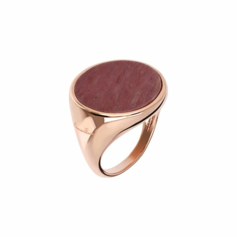 Bague Bronzallure en métal doré rose à l'or fin 18 carats et quartz rouge