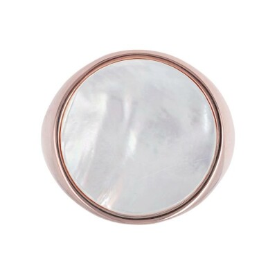 Chevalière Bronzallure Alba en métal doré rose à l'or fin 18 carats et perle de culture blanche, taille 52