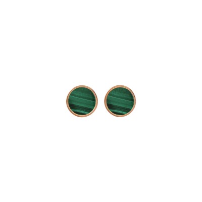 Boucles d'oreilles Bronzallure Alba en métal doré rose à l'or fin 18 carats et malachite