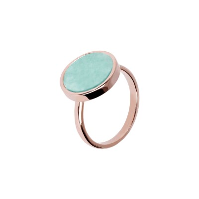 Bague Bronzallure Alba en métal doré rose à l'or fin 18 carats et amazonite, taille 54