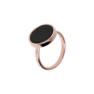 Bague Bronzallure Alba en métal doré rose à l'or fin 18 carats et onyx, taille 54