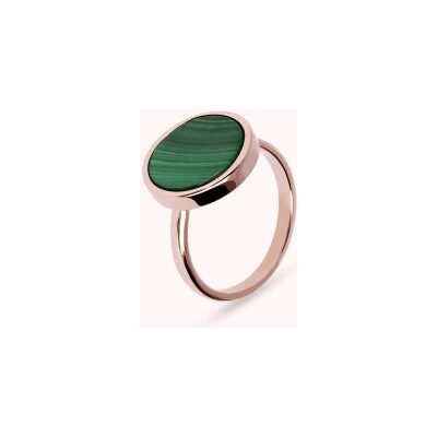 Bague Bronzallure Alba en métal doré rose à l'or fin 18 carats et malachite, taille 56