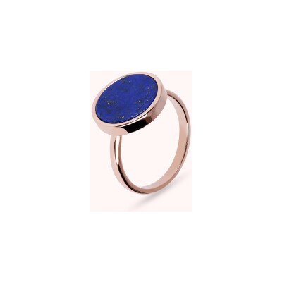 Bague Bronzallure Alba en métal doré rose à l'or fin 18 carats et lapis lazuli, taille 56