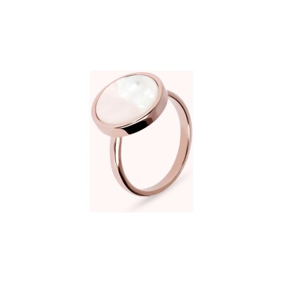Bague Bronzallure Alba en métal doré rose à l'or fin 18 carats et nacre, taille 54