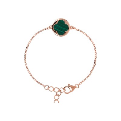 Bracelet Bronzallure Alba en métal doré rose à l'or fin 18 carats, malachite et perle de culture