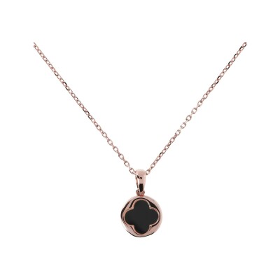 Collier Bronzallure Alba en métal doré rose à l'or fin 18 carats et onyx