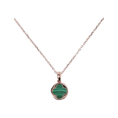 Collier Bronzallure Alba en métal doré rose à l'or fin 18 carats et malachite