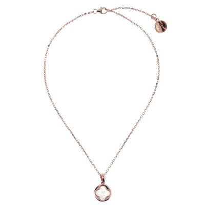 Collier Bronzallure Trèfle en métal doré rose à l'or fin 18 carats et perle de culture