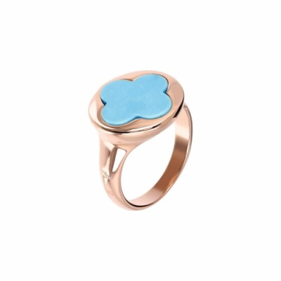 Bague Bronzallure Trèfle en métal doré rose à l'or fin 18 carats et magnésite