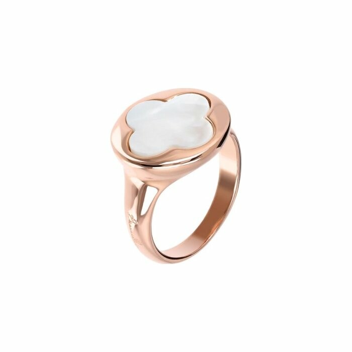 Bague Bronzallure Trèfle en métal doré rose à l'or fin 18 carats et perle de culture