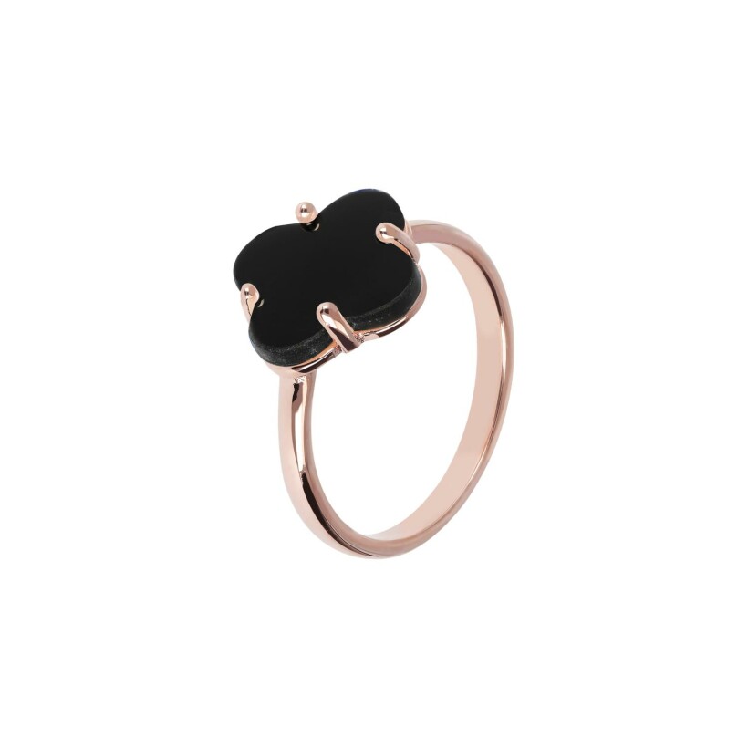 Bague Bronzallure Alba en métal doré rose à l'or fin 18 carats et onyx, taille 52