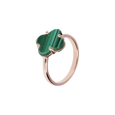 Bague Bronzallure Alba en métal doré rose à l'or fin 18 carats et malachite, taille 54