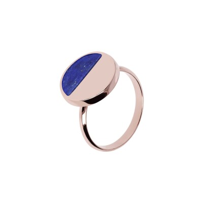 Bague Bronzallure Alba en métal doré rose à l'or fin 18 carats et lapis lazuli, taille 52