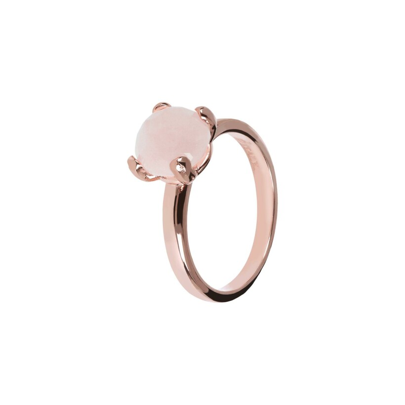 Solitaire Bronzallure Felicia en métal doré rose à l'or fin 18 carats et quartz rose, taille 52