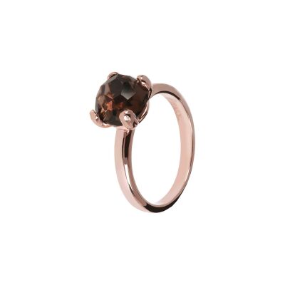 Solitaire Bronzallure Felicia en métal doré rose à l'or fin 18 carats et pierre naturelle, taille 56