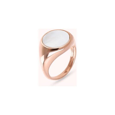 Bague Bronzallure Alba en métal doré rose à l'or fin 18 carats et nacre, taille 54