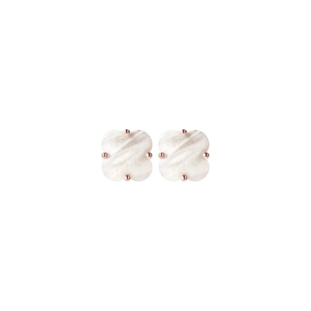 Boucles d'oreilles Bronzallure Alba en métal doré rose à l'or fin 18 carats et perle de culture