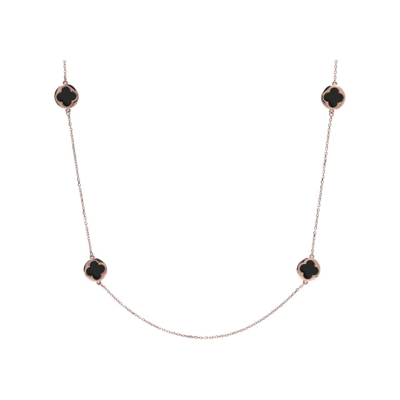 Collier Bronzallure Alba en plaqué or rose et onyx