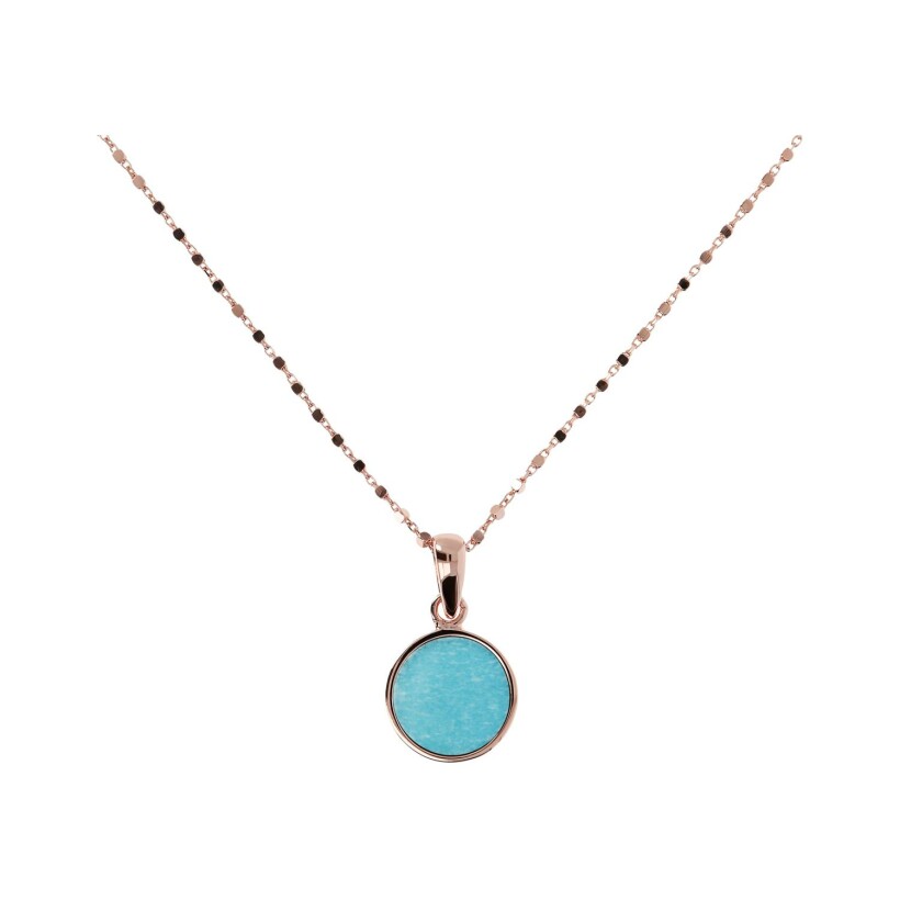 Collier Bronzallure Alba en métal doré rose à l'or fin 18 carats et amazonite