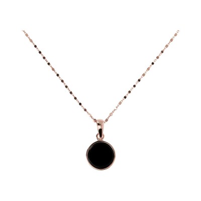 Collier Bronzallure Alba en métal doré rose à l'or fin 18 carats et onyx