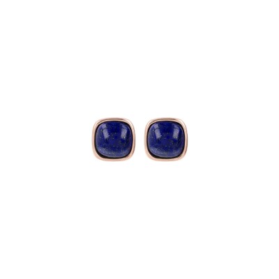 Boucles d'oreilles Bronzallure Felicia en métal doré rose à l'or fin 18 carats et lapis lazuli