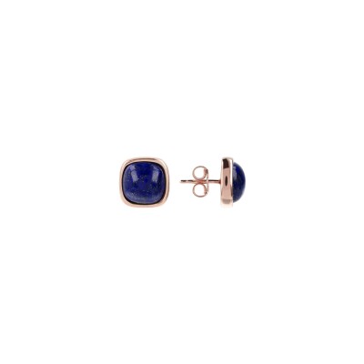 Boucles d'oreilles Bronzallure Felicia en métal doré rose à l'or fin 18 carats et lapis lazuli