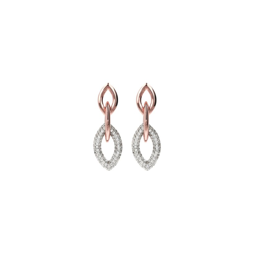 Boucles d'oreilles Bronzallure Altissima en métal doré rose à l'or fin 18 carats