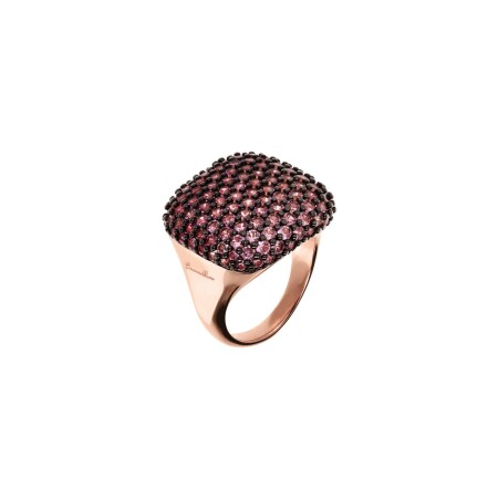 Bague Bronzallure Altissima en métal doré rose à l'or fin 18 carats et zircons, taille 56