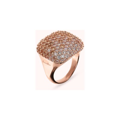Bague Bronzallure Altissima en métal doré rose à l'or fin 18 carats et zircon, taille 54