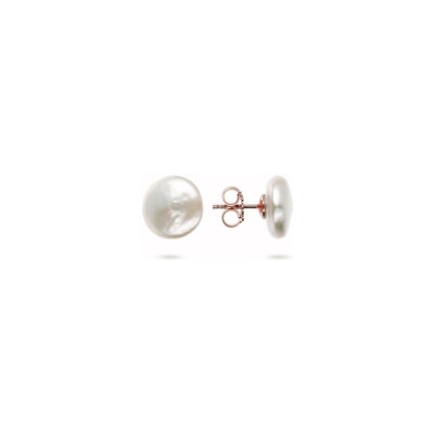 Boucles d'oreilles Bronzallure Maxima en métal doré rose à l'or fin 18 carats et perle