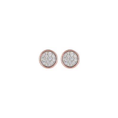 Boucles d'oreilles Bronzallure Altissima en métal doré rose à l'or fin 18 carats et zircon